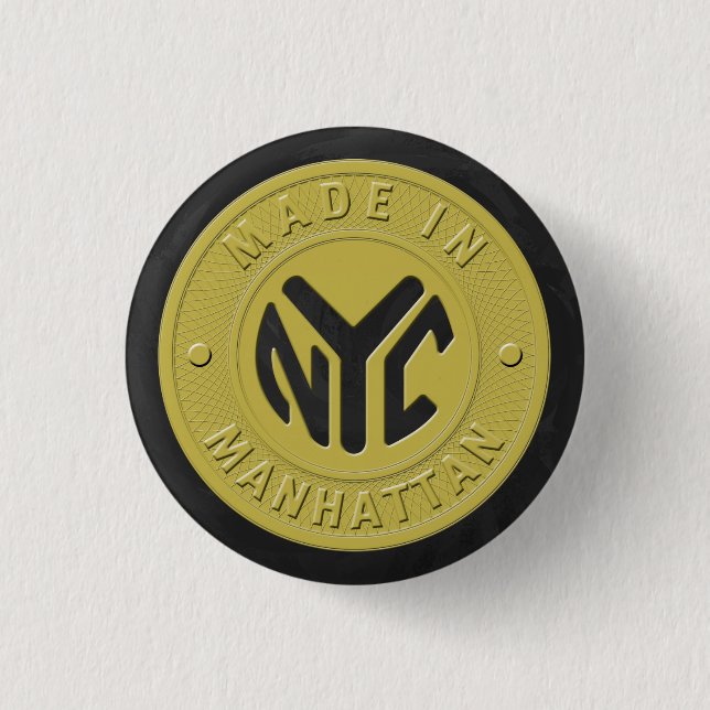 Made In New York Manhattan 1 Inch Round Button (Front)