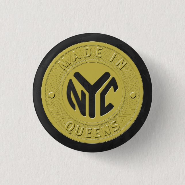 Made In New York Queens 1 Inch Round Button (Front)