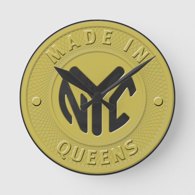 Made In New York Queens Round Clock (Front)