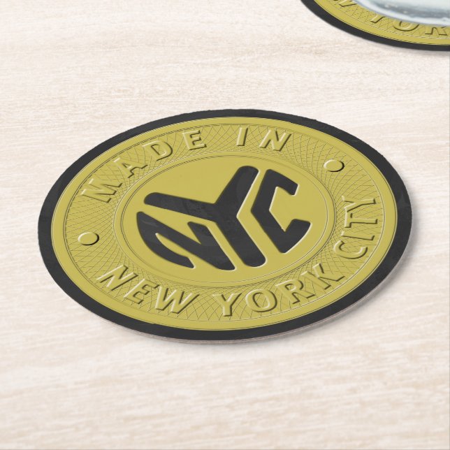 Made In New York Round Paper Coaster (Angled)
