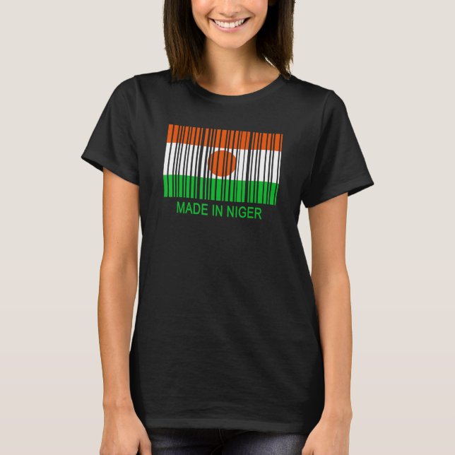 Made in Niger Flag Barcode T-Shirt (Front)