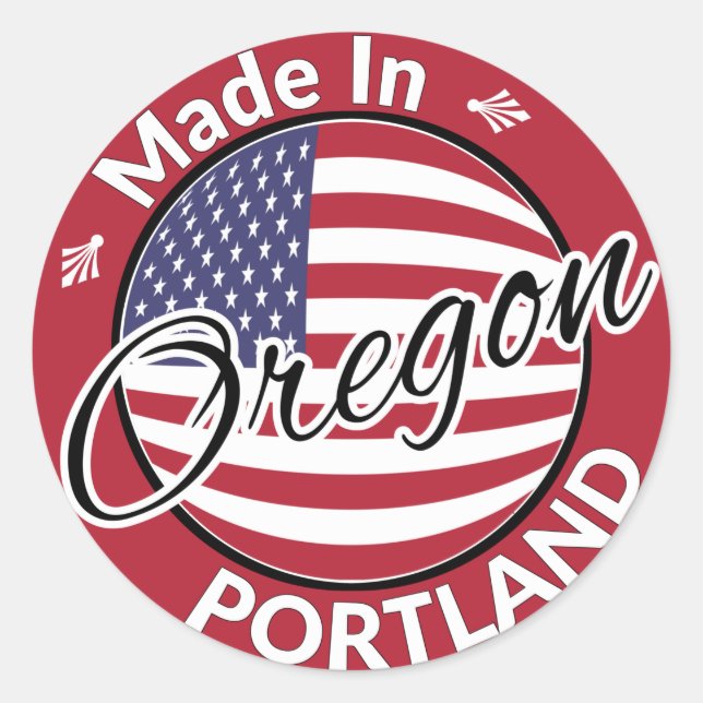 Made in Portland Oregon USA Flag Classic Round Sticker (Front)