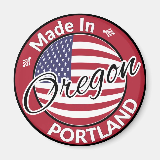 Made in Portland Oregon USA Flag Magnet (Front)