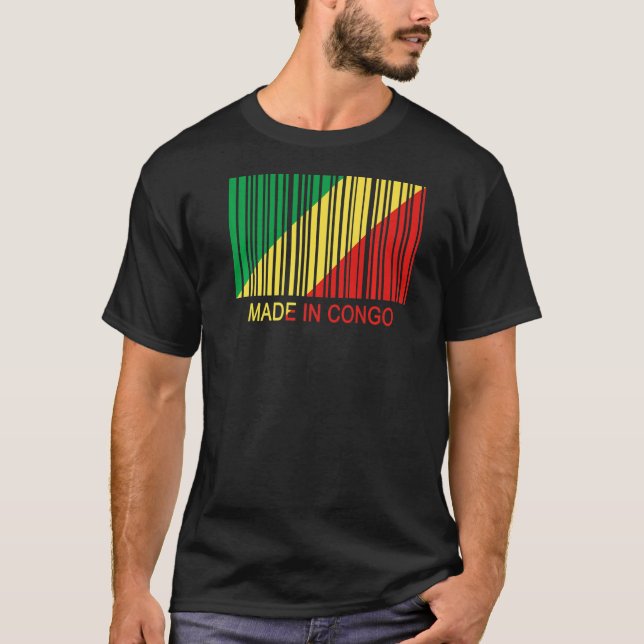 Made in Republic Congo Flag Barcode Premium T-Shirt (Front)