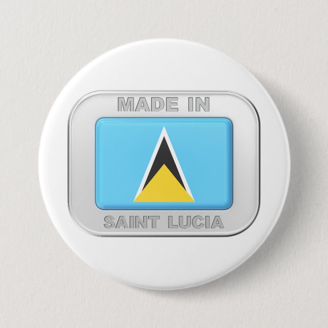 Made in Saint Lucia 3 Inch Round Button (Front)