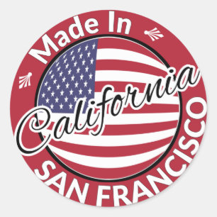 Made in San Francisco California USA Flag Classic Round Sticker