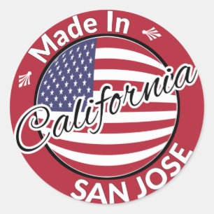 Made in San Jose California Stars Stripes Flag Classic Round Sticker