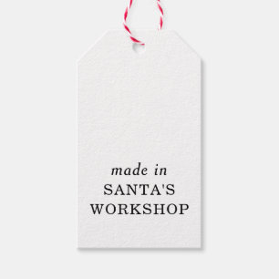 Made In Santa's Workshop Black White Christmas Gift Tags