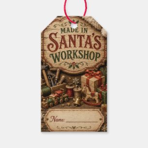 Made in Santa's Workshop Vintage Wooden Christmas Gift Tags