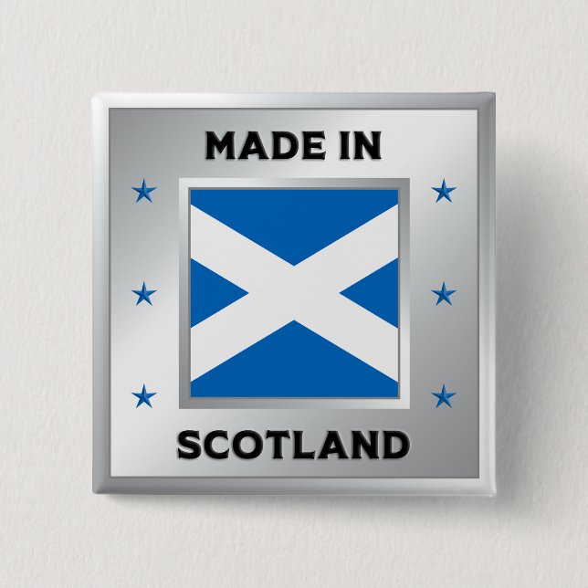 Made In Scotland 2 Inch Square Button (Front)