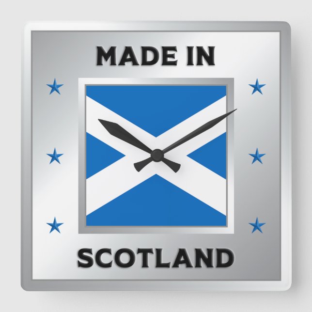 Made In Scotland Square Wall Clock (Front)