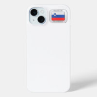 Made in Slovenia, silver badge with the national f