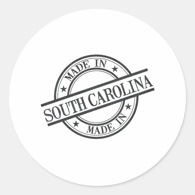 Made In South Carolina Stamp Style Logo Black Classic Round Sticker (Front)