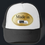 MADE IN SPOOF STICKER TRUCKER HAT<br><div class="desc">MADE IN UM... .</div>