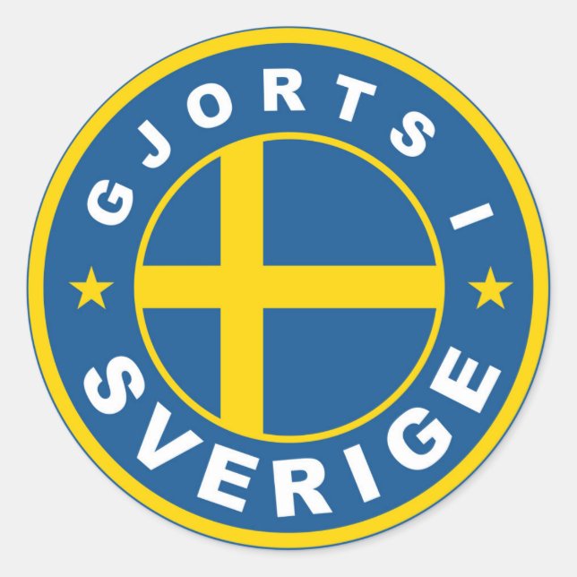 made in sweden country flag label gjorts sverige (Front)