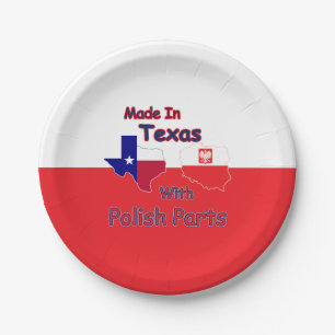 Made In Texas With Polish Parts Paper Plate