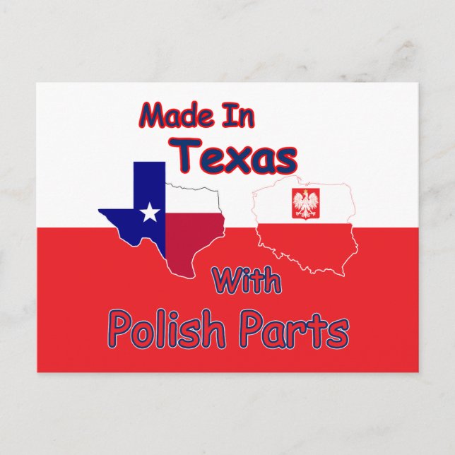 Made In Texas With Polish Parts Postcard (Front)