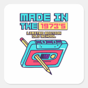 Made in the 1973's Retro Cassette Tape Square Sticker