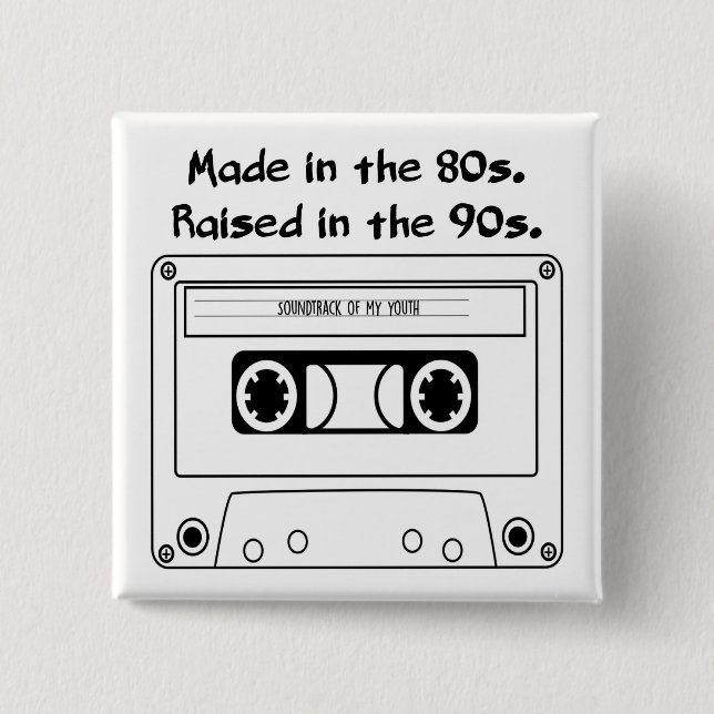 Made in the 80s 2 inch square button (Front)