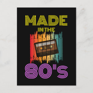 MADE IN THE 80'S VINTAGE CASSETTE TAPE POSTCARD