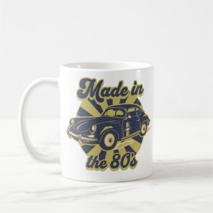 made in the 80's vintage golden classic car lovers coffee mug