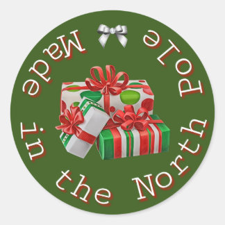 Made in the North Pole green Christmas Classic Round Sticker