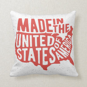 Made in the United States of America Typography Throw Pillow