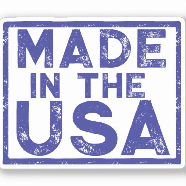 Made in the USA Blue Square Sticker (Front)