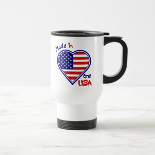 Made in the USA Heart Flag Travel Mug