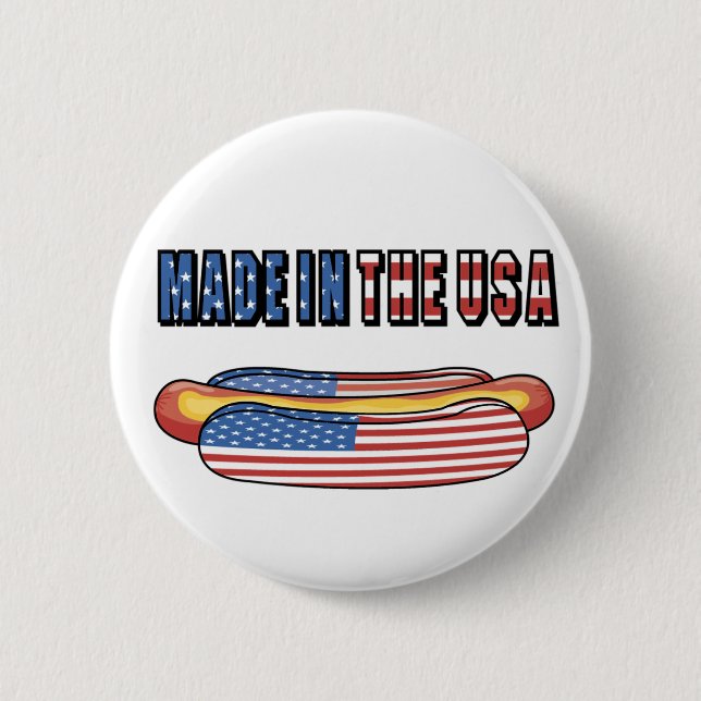 Made in the USA hotdog 2 Inch Round Button (Front)
