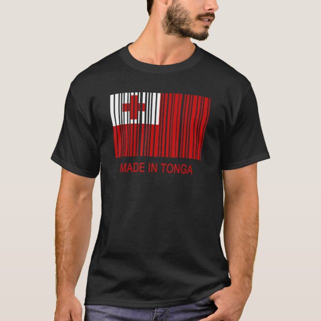 Made in Tonga Flag Barcode T-Shirt (Front)