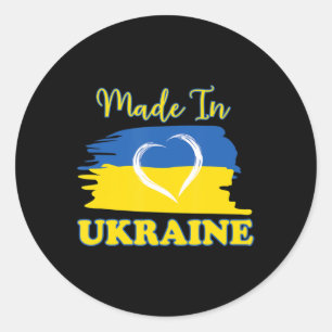 Made In Ukraine Ukrainian Flag Heart  Classic Round Sticker