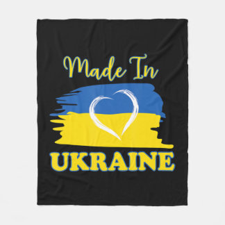 Made In Ukraine Ukrainian Flag Heart  Fleece Blanket