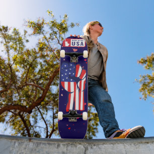 Made in USA Flag Fist Patriotic Complete  Skateboard