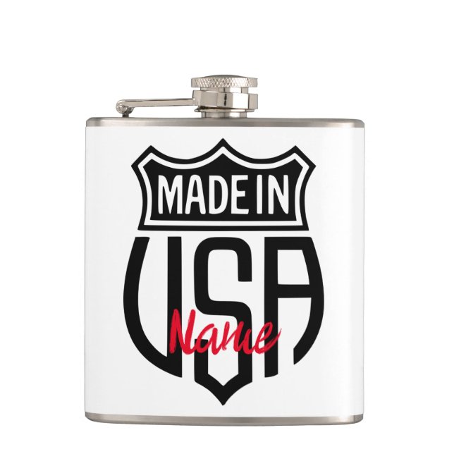 Made in USA Sign Thunder_Cove Hip Flask (Front)