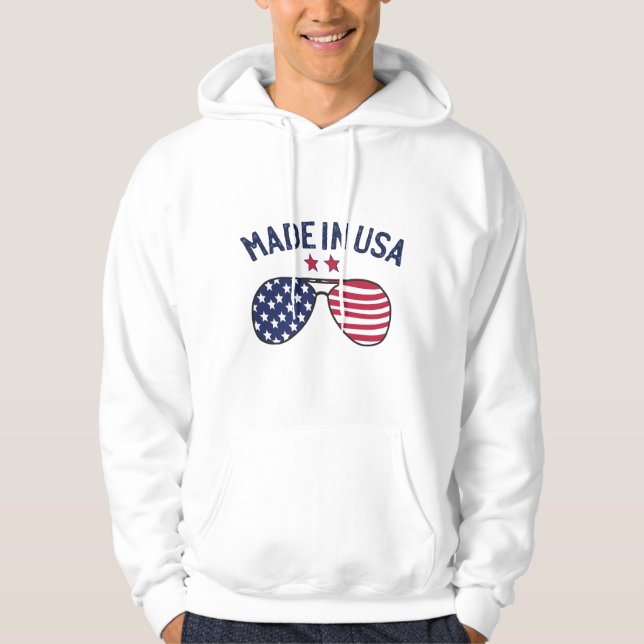Made in USA United States US Flag Sunglasses Hoodie (Front)