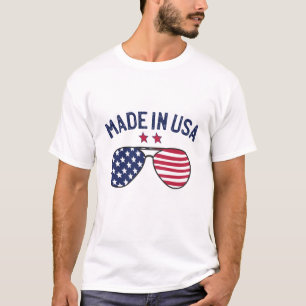 Made in USA United States US Flag Sunglasses T-Shirt