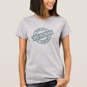 Made in Washington Green Round Rubber Stamp Logo T-Shirt