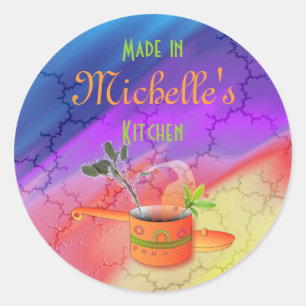 "Made in Your Kitchen" Multicolored Template Classic Round Sticker