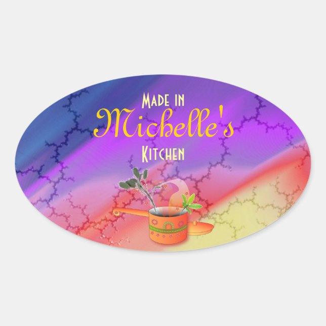 "Made in Your Kitchen" Multicolored Template Oval Sticker (Front)