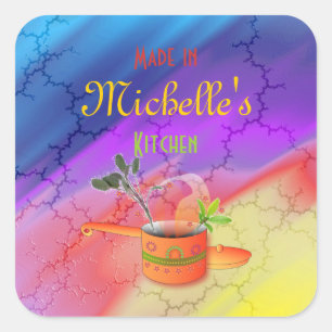 "Made in Your Kitchen" Multicolored Template Square Sticker