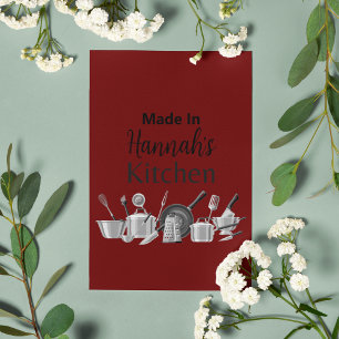 Made In [Your Name] Kitchen Recipe Card Any Colour