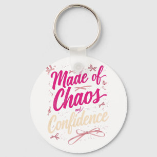 Made Of Chaos And Confidence Sassy Pink Keychain