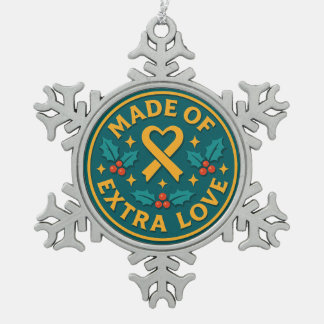 Made of Extra Love Emblem | Inclusive Christmas Snowflake Pewter Christmas Ornament