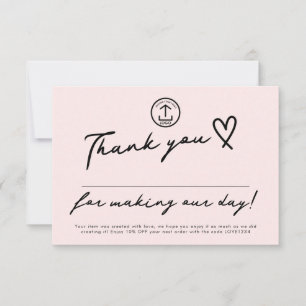 Made Our Day Editable Small Business Discount Code Thank You Card