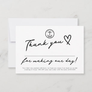 Made Our Day Editable Small Business Discount Code Thank You Card
