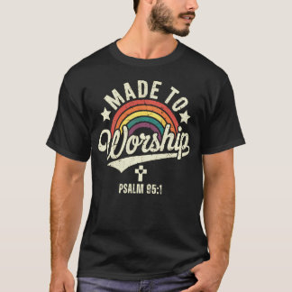 Made To Worship Christian Faith God Jesus Retro Ra T-Shirt