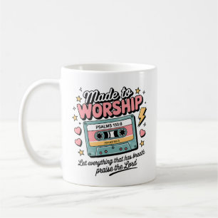 Made to Worship Mug   Retro Christian Coffee Cup