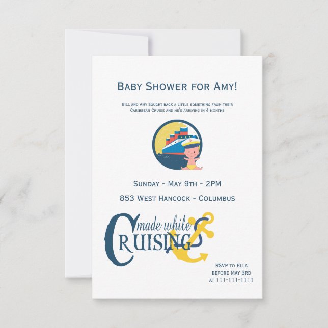 Made While on a Cruise Baby Shower Invitation (Front)