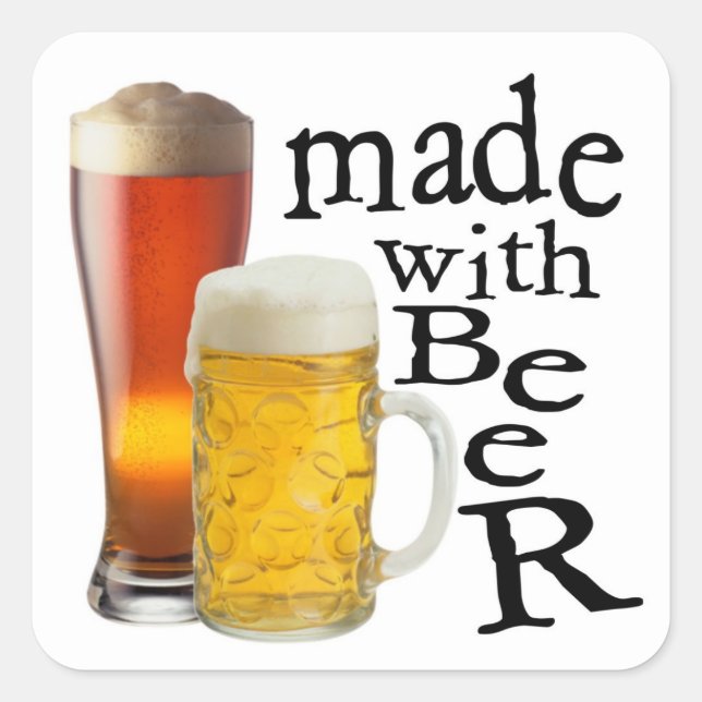 Made with beer funny drinking stickers (Front)